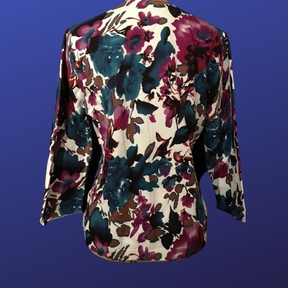 NOTATIONS Spring Summer CARDIGAN, 3/4 Sleeves, Multicolor FLORAL, NWT, Size M - Picture 2 of 8